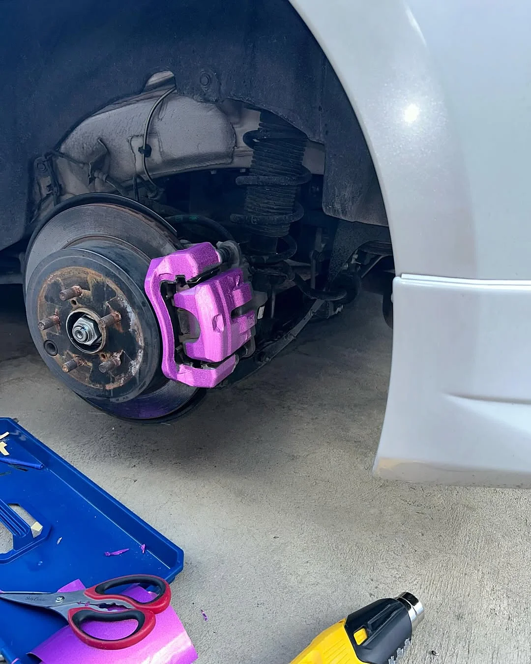 Reflective pink calipers